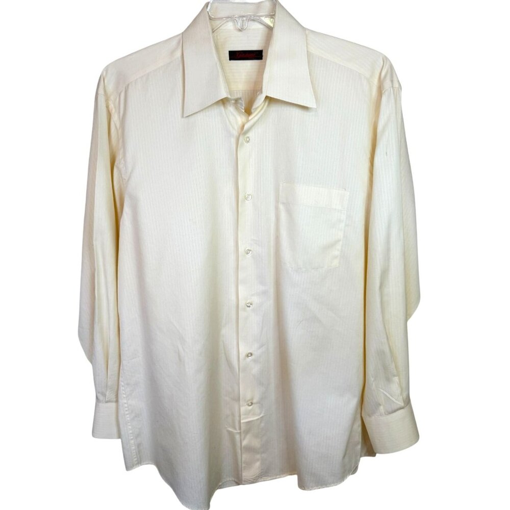 Gariani Dallas Men’s XL Dress Shirt 100% Cotton Pale Yellow Stripe Long Sleeve